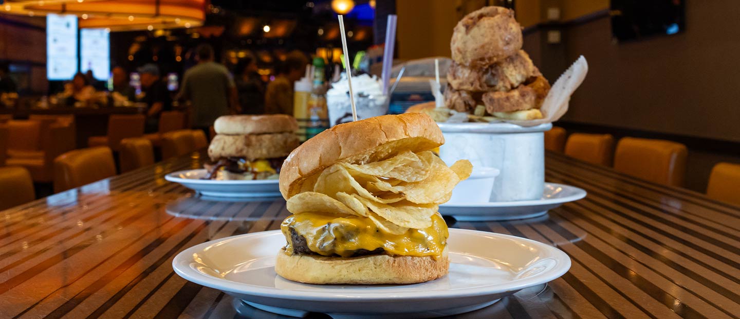 Burger with chips on it