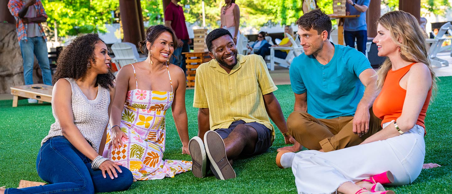 Sun Patio turf with people enjoying themselves