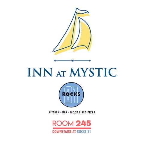 Inn at Mystic, Rocks 21, and Room 245 logos