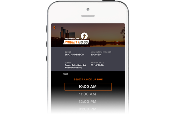 Momentum Priority Pass pick up time