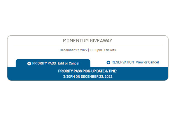 Momentum Priority Pass redeemed offer