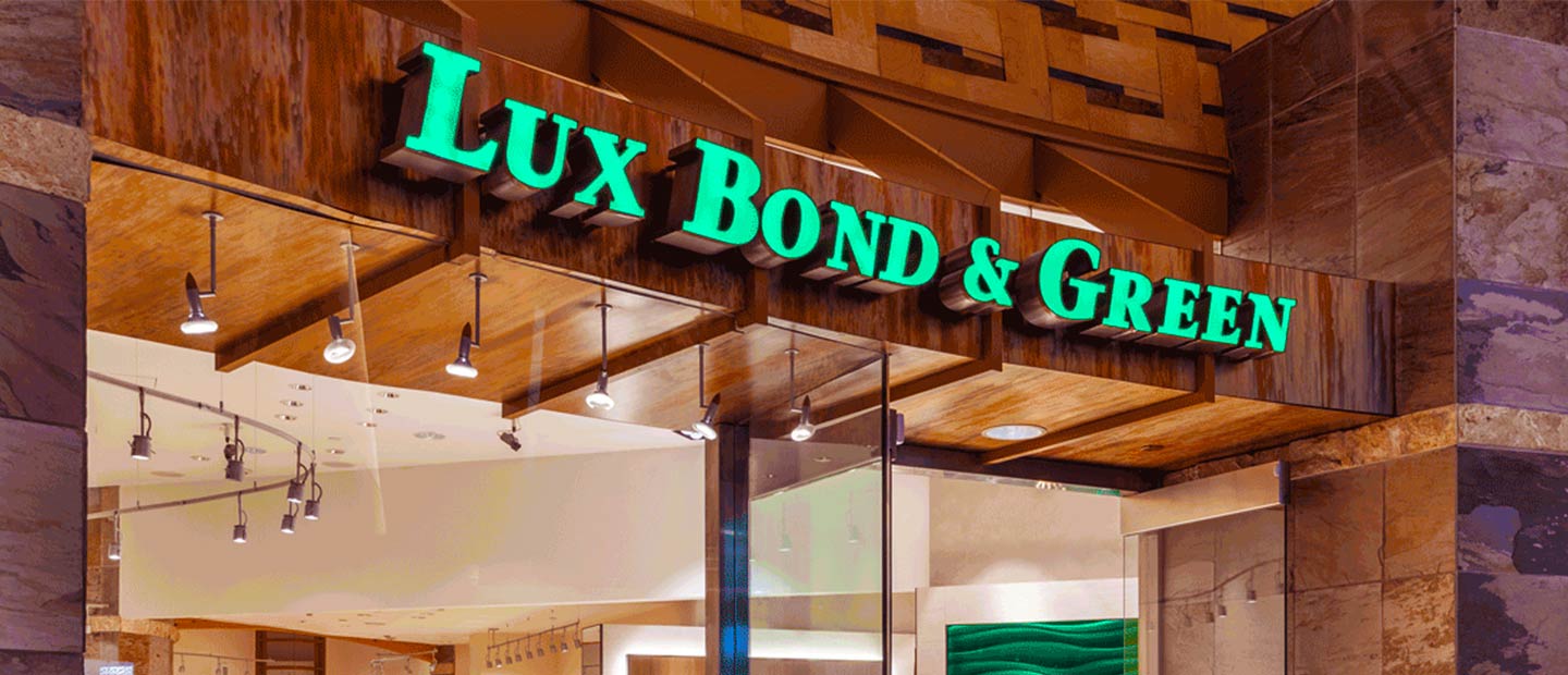 Lux bond & green storefront