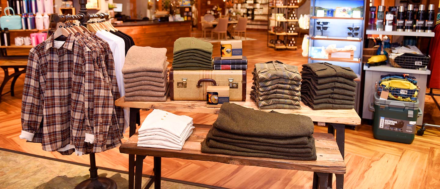 Display of Flannel Shirts and Light Sweaters