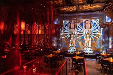 TAO asian bistro and lounge with statue